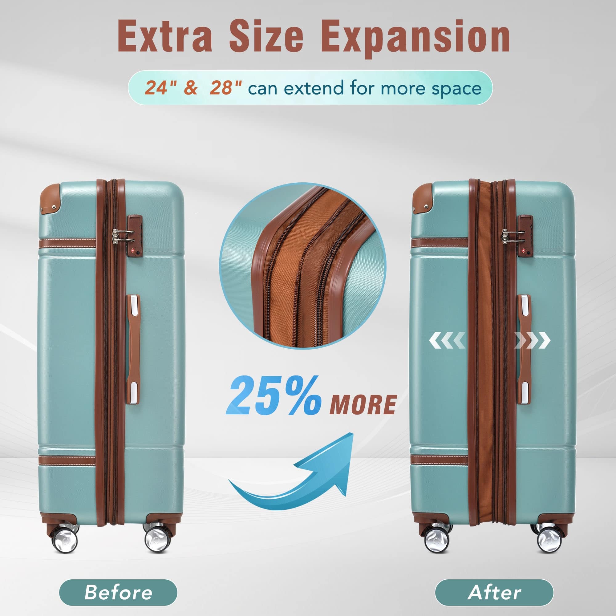 28 Inch Luggage Suitcase with Spinner Wheels, ABS Expandable ...