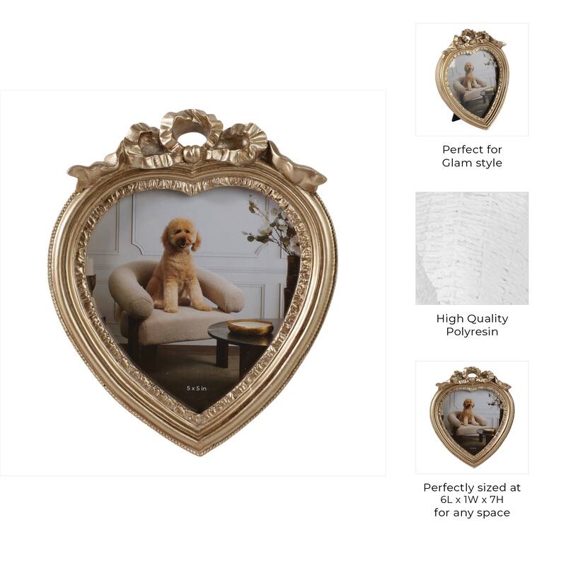 Polyresin Decorative Frame Photo Heart Shape Glam Style Ornate Accents