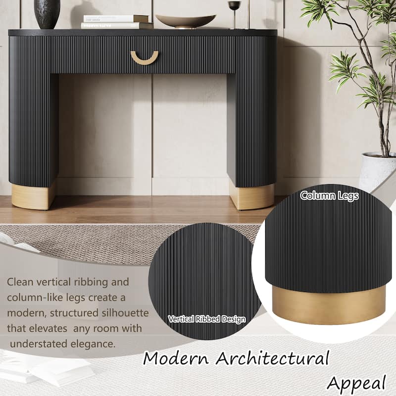 Console Table with Storage - Black