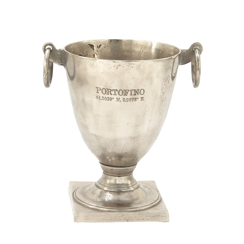 Aluminum Metal Champagne 2 Bottle Ice Bucket - Silver - Roche River Decor - 12"W x 16"L x 18"H