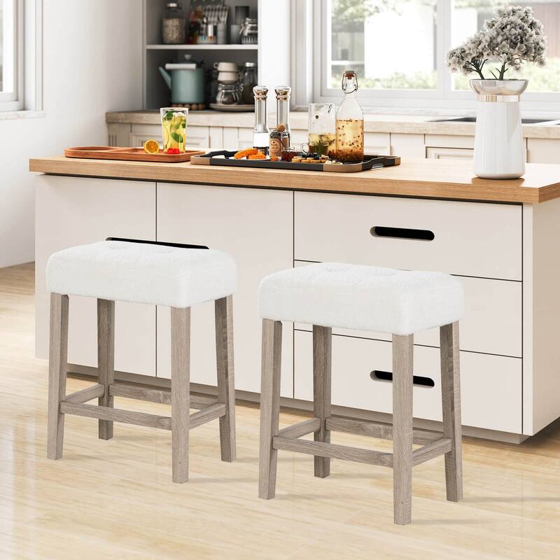 Costway Counter Height Bar Stools Set of 2/4 with Rubber Wood Legs - See Details