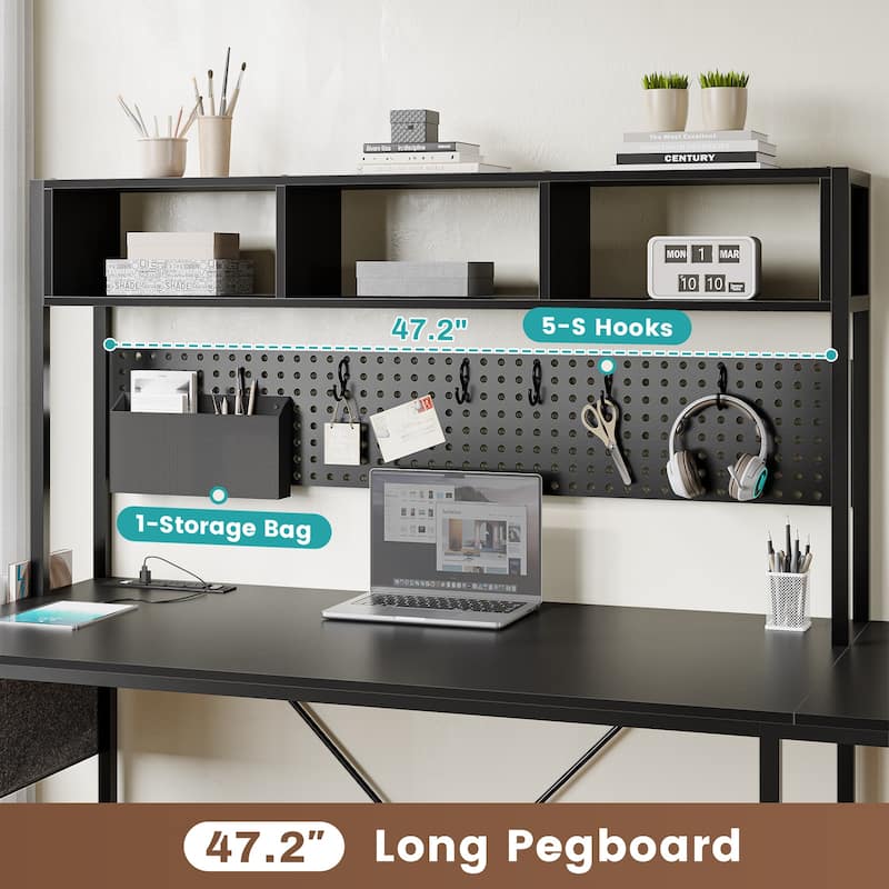 L Shaped Gaming Desk Computer Desk Corner Desk Pegboard Power Outlet