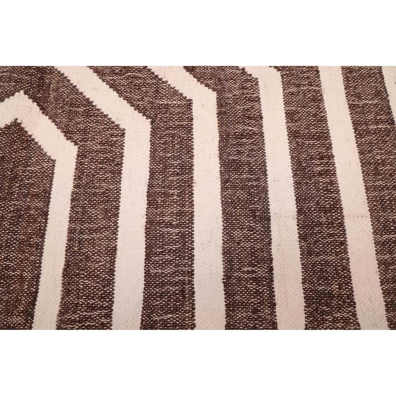 ECARPETGALLERY Flat-Weave Palas Denizli Dark Brown Jute Kilim - 5'9 x 8'4