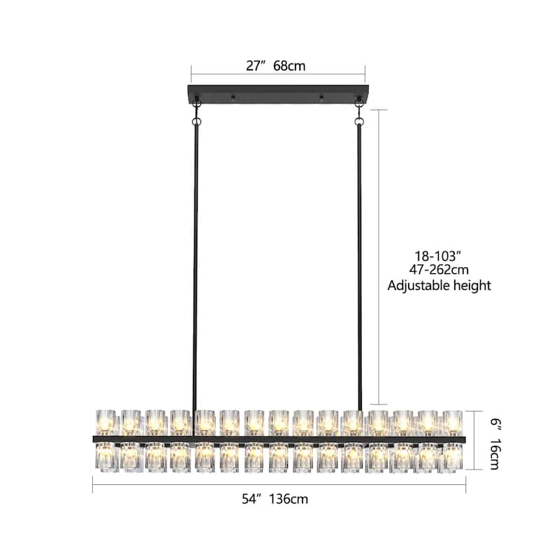 Rectangular Luxurious Crystal Chandelier