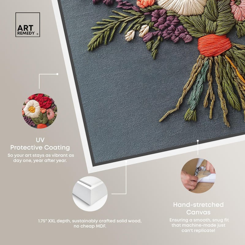 Stitched Bloom Bouquet I Canvas by Art Remedy