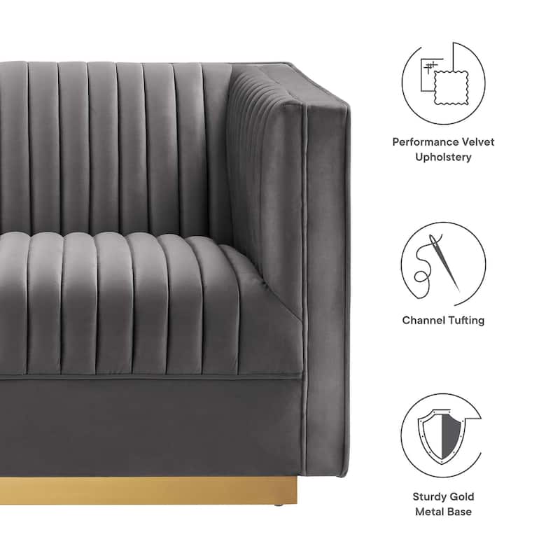 Sanguine Channel Tufted Performance Velvet 4-Seat Sectional Sofa