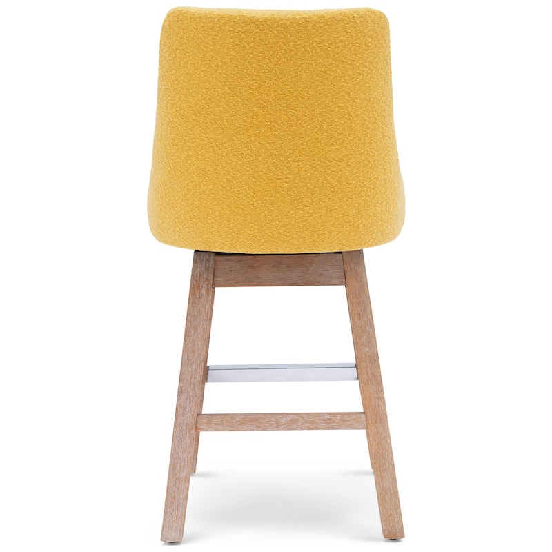 Boucle Polyester Upholstered Swivel Counter Stool - Foot Glides (Set of 2)