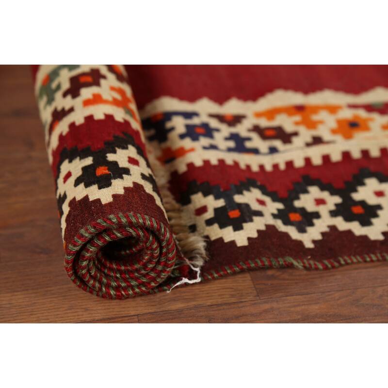 Kilim Qashqai Persian Vintage Rug Hand-Knotted Wool Carpet - 5'0"x 8'5"