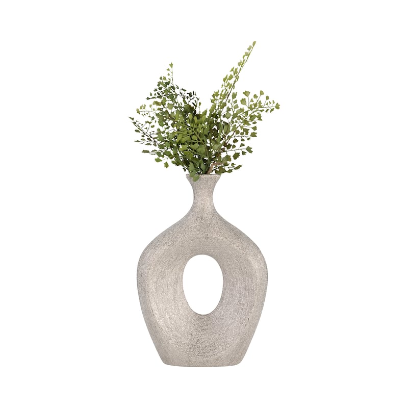 Sagebrook Home Abstract Unique Cut Out Sculptural Vase - 3"x9"x13" - Beaded Silver