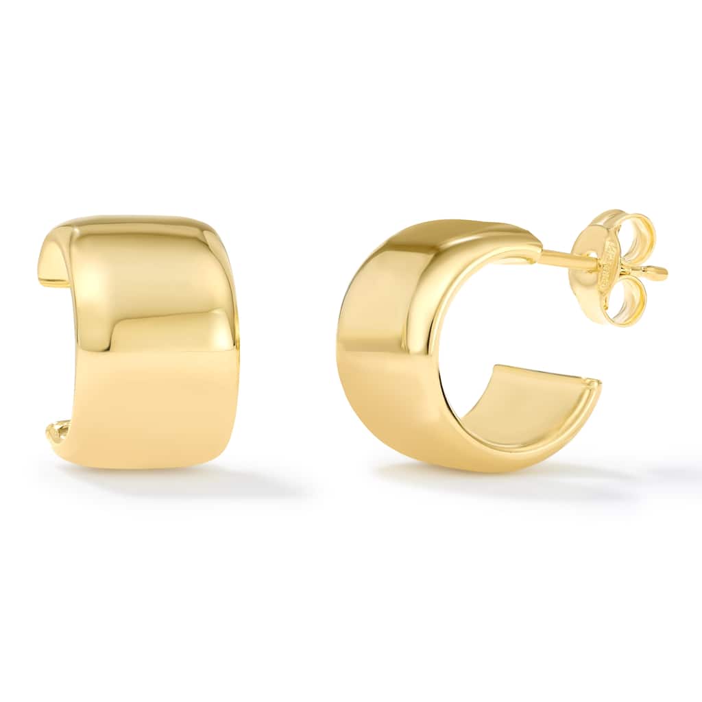 Clover 14K Yellow Gold High-Polish Half Hoop Stud Earrings