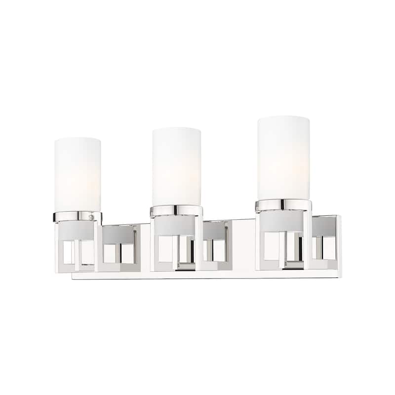 Innovations Lighting Utopia - 3 Light 8" Wall-Mounted Bath Vanity Light - Polished Nickel/Matte White