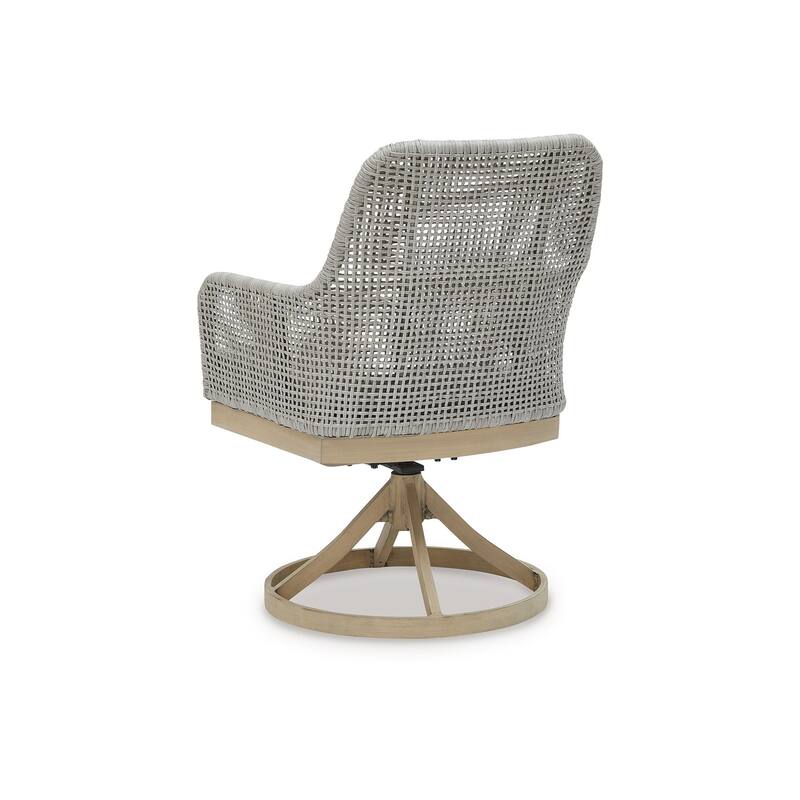 Yami Outdoor Swivel Chair Set of 2, Gray Resin Wicker, Nuvella Seats