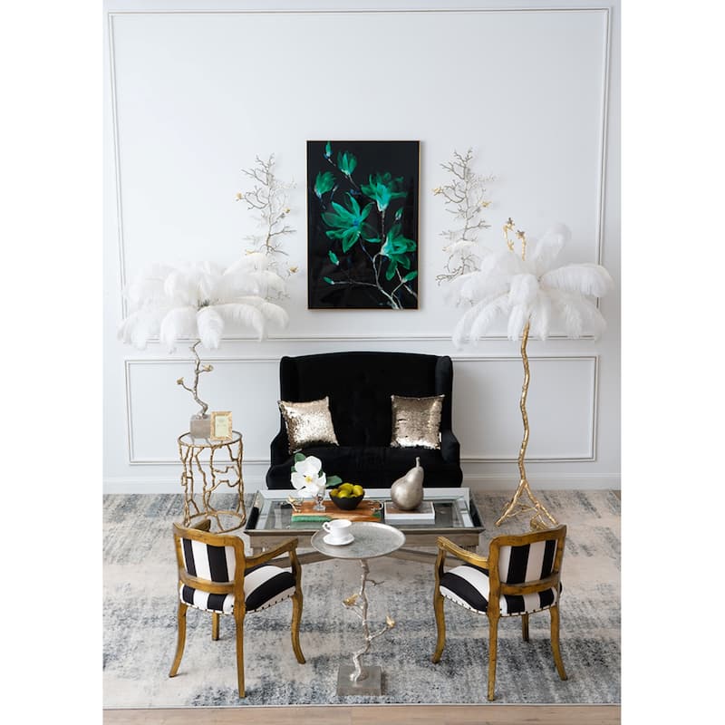 Twig Round Side Table with Glass Top - 23.5" - Gold