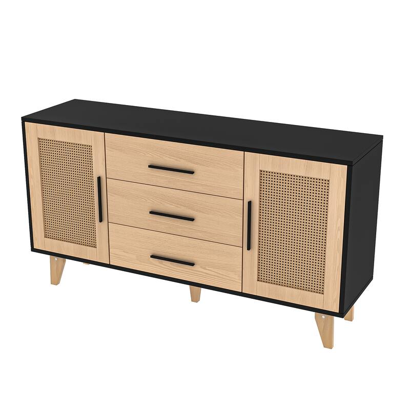 59 inch rattan storage cabinet