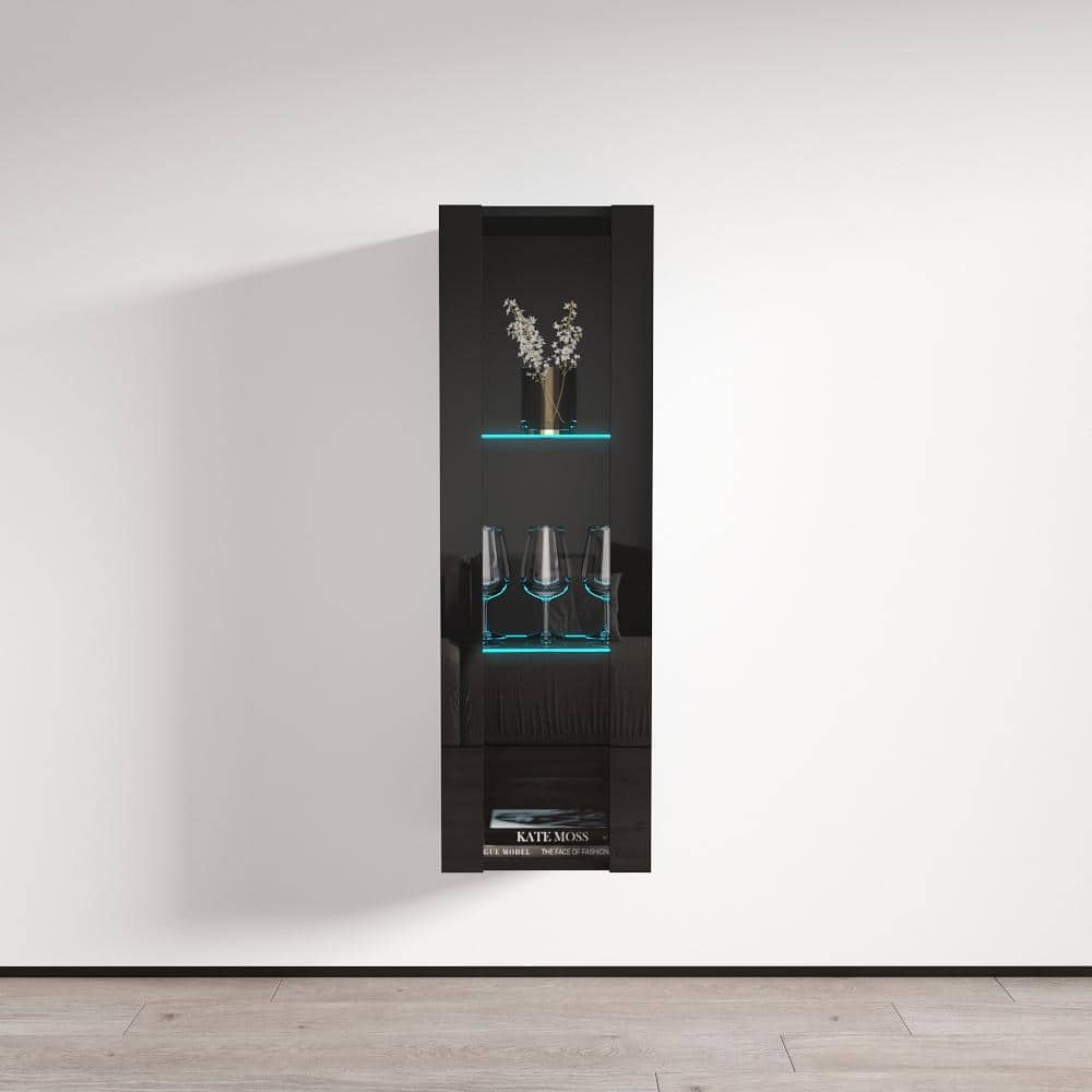 Meble Furniture Fly Type 21 Wall-Mounted Floating Bookcase - 50" Modern Display Cabinet with High Gloss Fronts, Compact