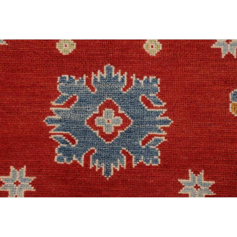 Geometric Red Kazak Oriental Area Rug Handmade Wool Carpet - 6'8" x 9'9"