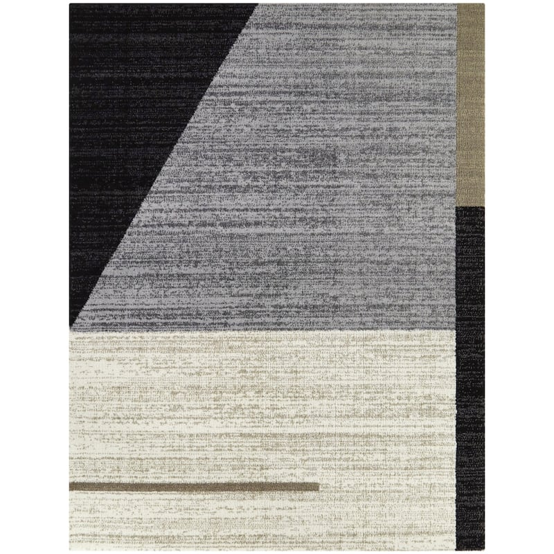 Harwood Modern Geometric Area Rug - 5'3" x 7' - Black - Rectangle