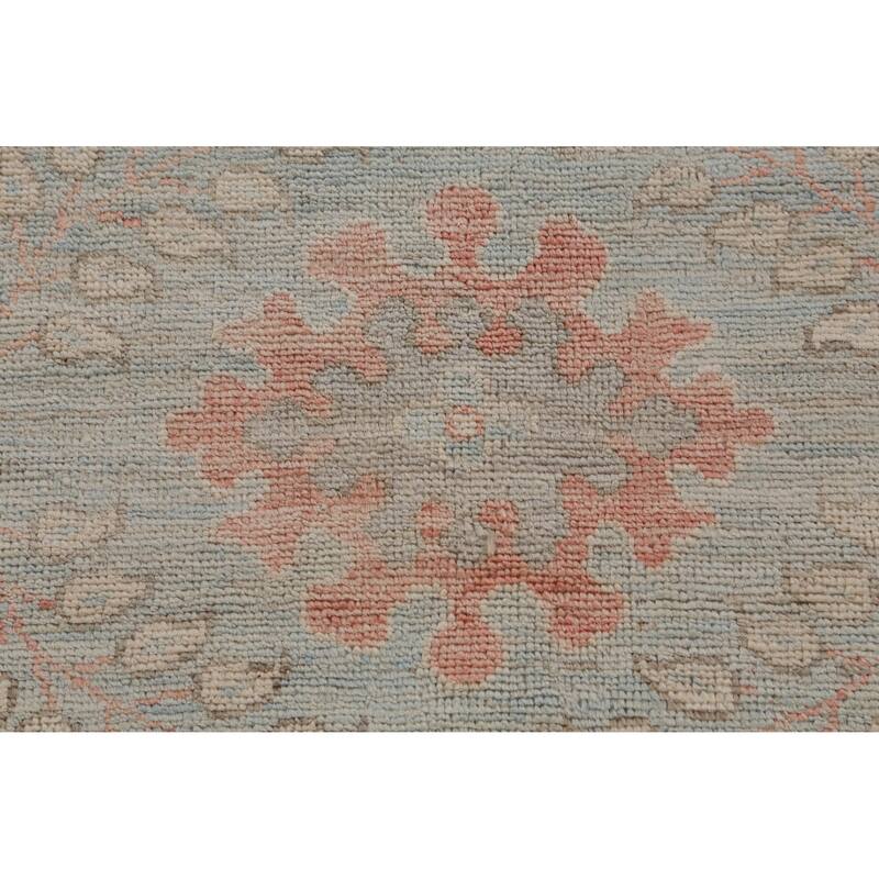 Hand Knotted Oriental 100% Wool Carpet Transitional All-Over Navy Blue & Blues Oushak Area Rug - 12' 0'' X 9' 0''
