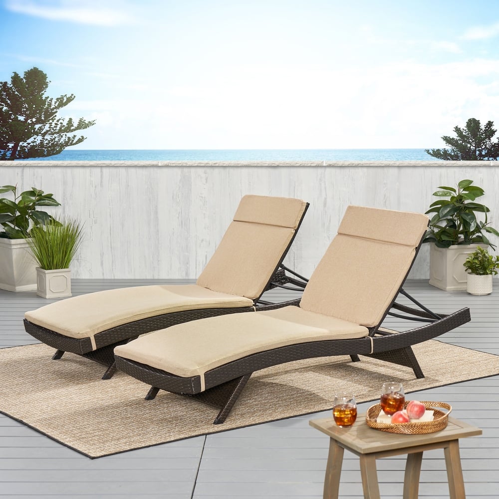 Salem Outdoor Wicker Lounge with Water Resistant Cushion (Set of 2) by Christopher Knight Home