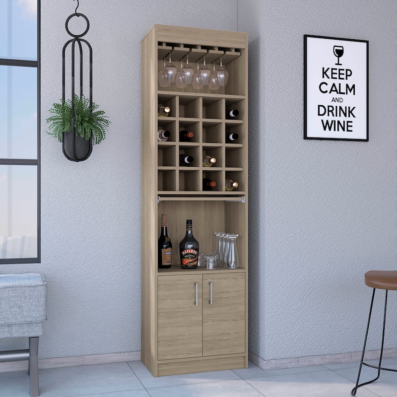 Bar Cabinet for Kitchen, Dining Room,Living Room, Light Pine