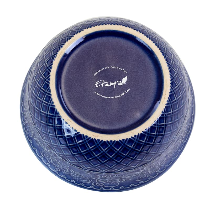 Elama Indigo Elegance 16 Piece Square Stoneware Dinnerware Set