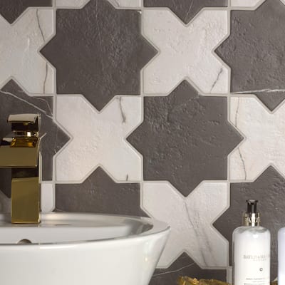 Merola Tile Istanbul Star Night with Day Cross 6" x 12" Porcelain Floor and Wall Tile - Case (32 Tiles)