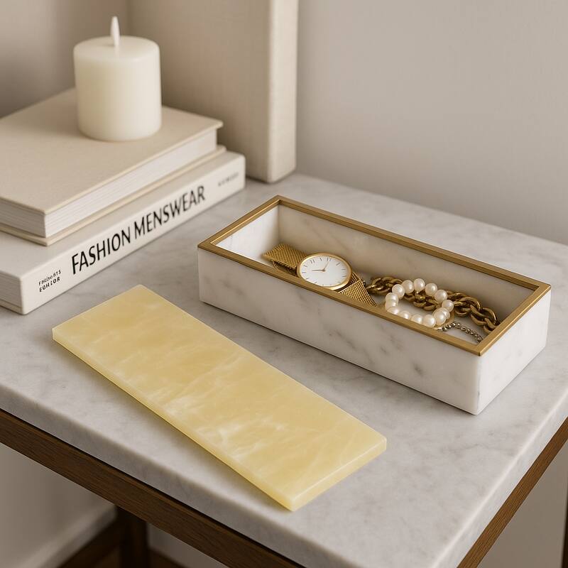 Marble Decorative Storage Box Lidded Keepsakes Jewelry Organizer