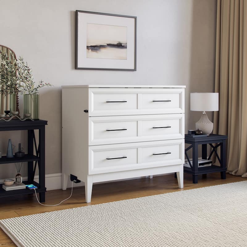 Santa Fe Murphy Bed Chest with Mattress and Built-in Charger