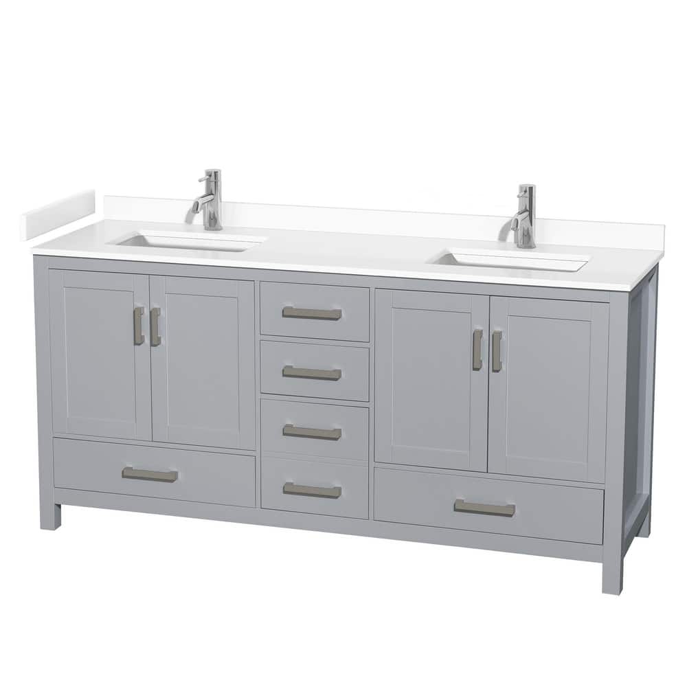 Wyndham Collection Sheffield 72" Double Bathroom Vanity, Carrara