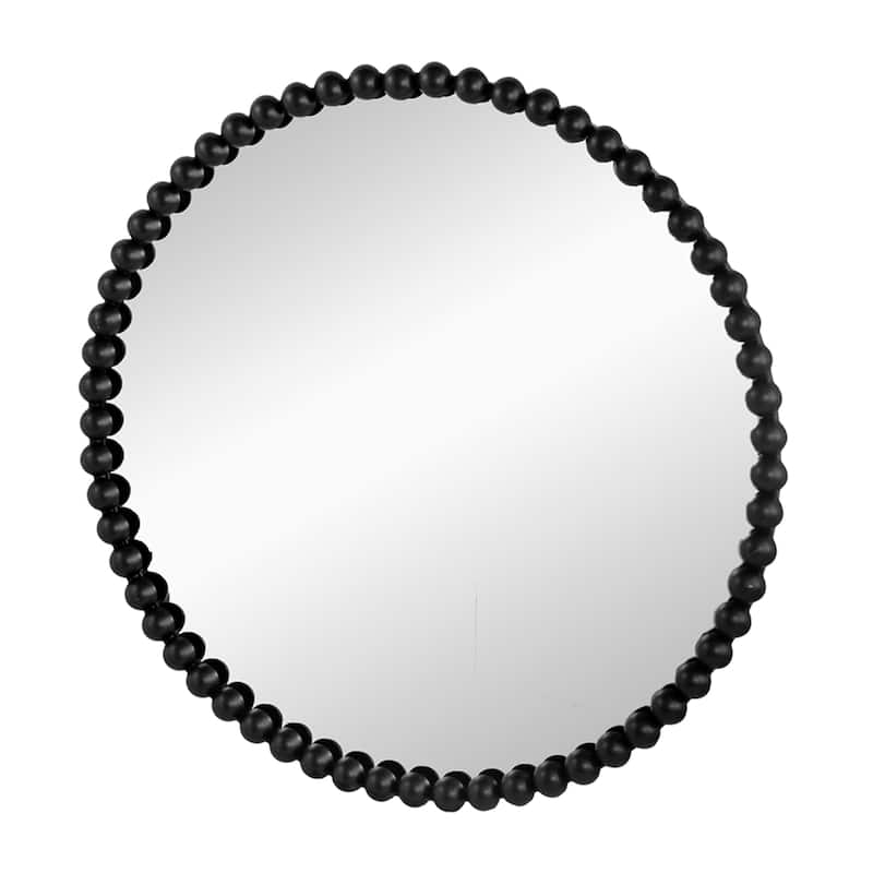 Beaded Metal Round Wall Mirror - 32" - Black