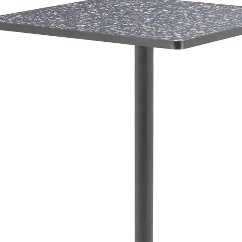 HomeRoots 24" Black Faux Terrazzo and Steel Square Bar Table - 24.00 in. x 41.70 in. x 24.00 in.