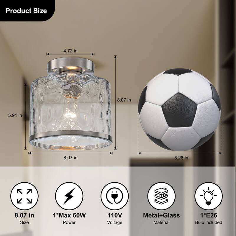 Starsky Modern Round Clear Glass Semi-Flush Mount
