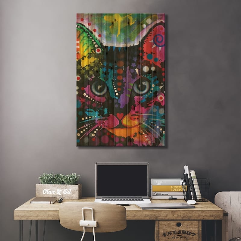 Tabby I Print On Wood by Dean Russo - Multi-Color