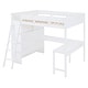 preview thumbnail 6 of 16, Full Size Solid Wood Frame Loft Bed with Desk and Shelf