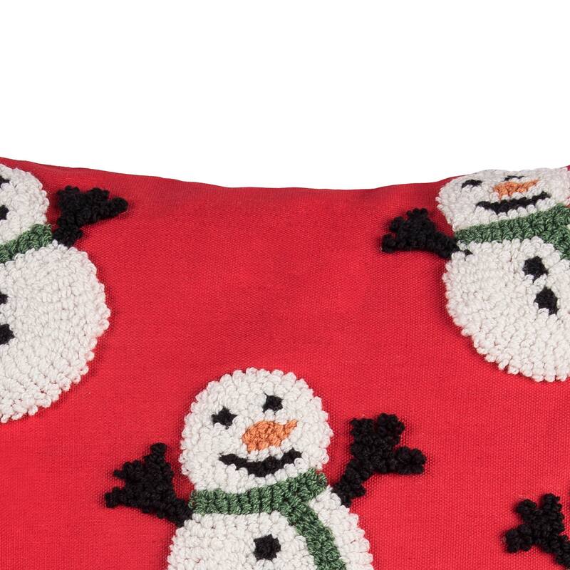 Snowman Party Hooked Pillow