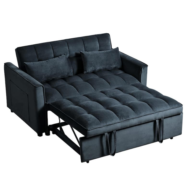 Modern 3 in 1 Convertible Velvet Sleeper Sofa Bed with Adjustable Backrest