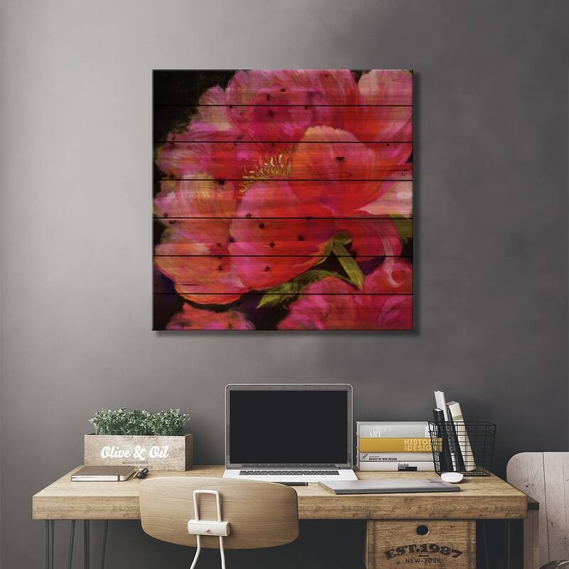 Hot Pink Print On Wood by Nel Whatmore - Multi-Color