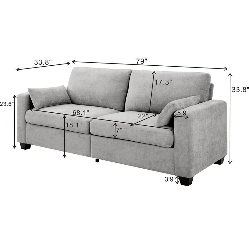 Modern Loveseat Sofa for Living Room, Removable Cover, Spring Cushions, Solid Wood Frame, Wide Armrest for Small Space