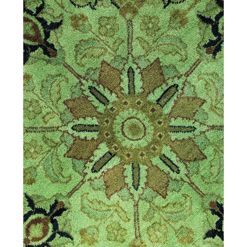 Overdyed One-of-a-Kind Hand-Knotted Area Rug - Green - 9' 1" x 9' 1"