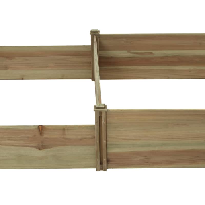 Natural Brown Wood 2-Section Raised Garden Bed