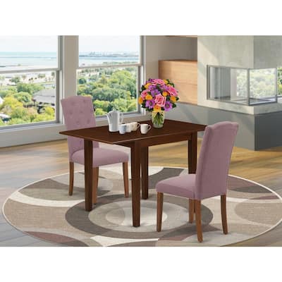 3-Piece Mahogany Finish Solid Wood Top Dining Table Set