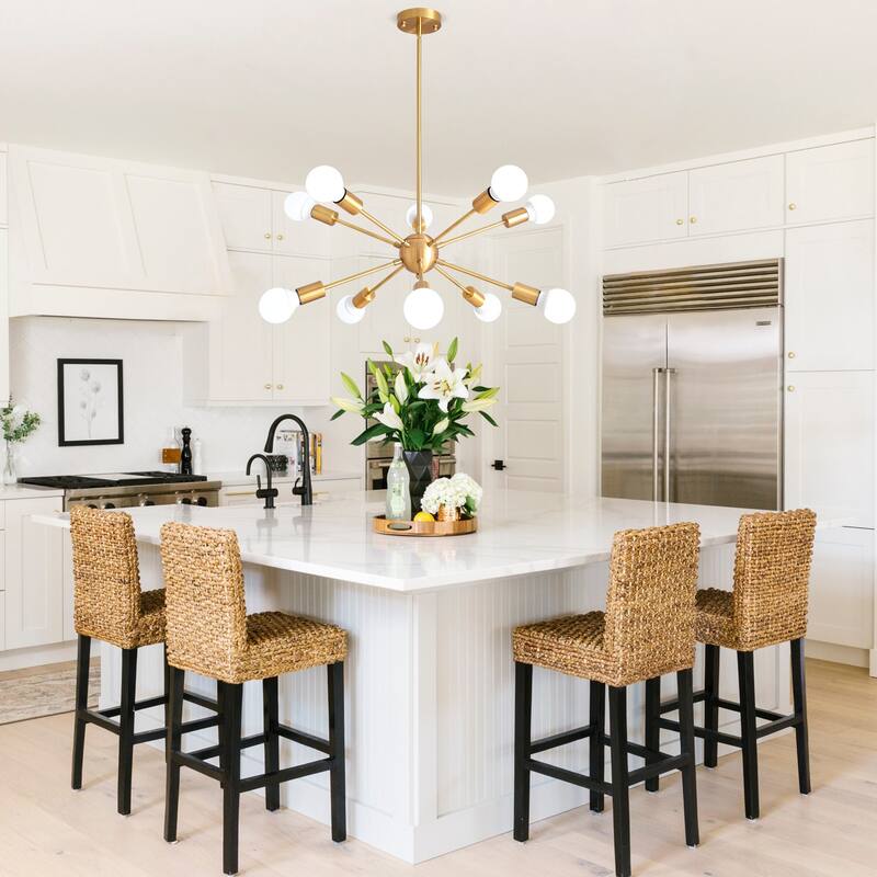 10-Light 23.54-inch Sputnik Chandelier Light for Kitchen Island Study