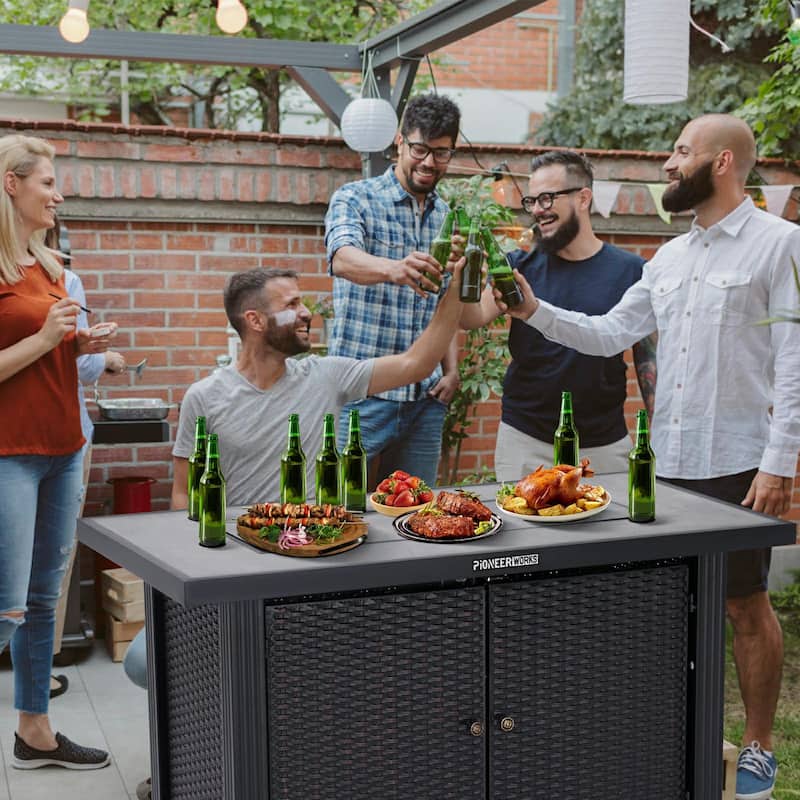 44 Inch Propane Fire Pit Table with Double-Sided Cover, 50000Btus - 44 Inch