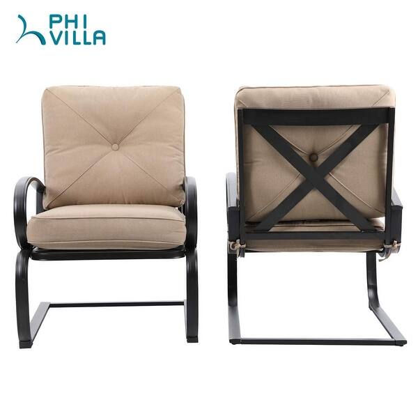 Shop Patio Big X Design C Spring Metal Lounge Cushioned Chairs And Bistro Table Set Overstock 30125316