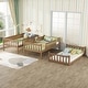 preview thumbnail 3 of 14, Detachable Rubber Wood Triple Bunk Bed with Ladders,Guardrails,Twin over Twin over Twin