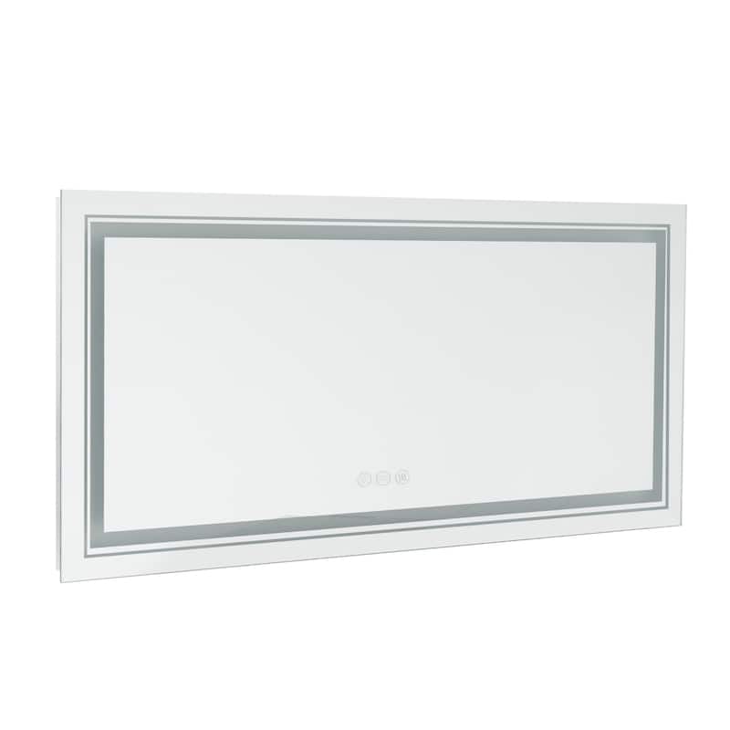Rectangle Aluminum Frame Bathroom Mirror w/Led Backlit Light Anti-fog