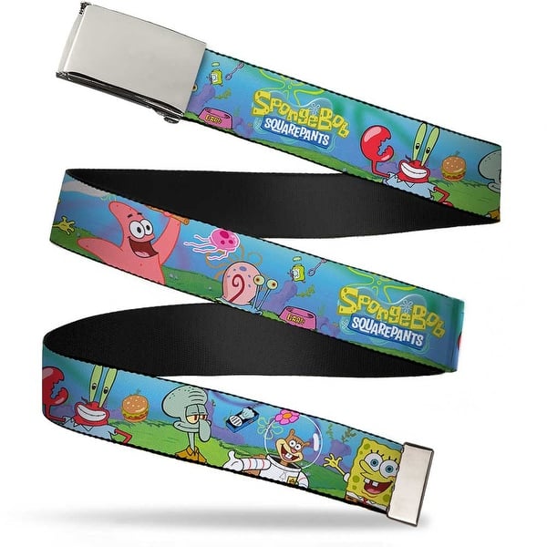 Shop Blank Chrome Buckle Sponge Bob And Friends Logo Webbing Web