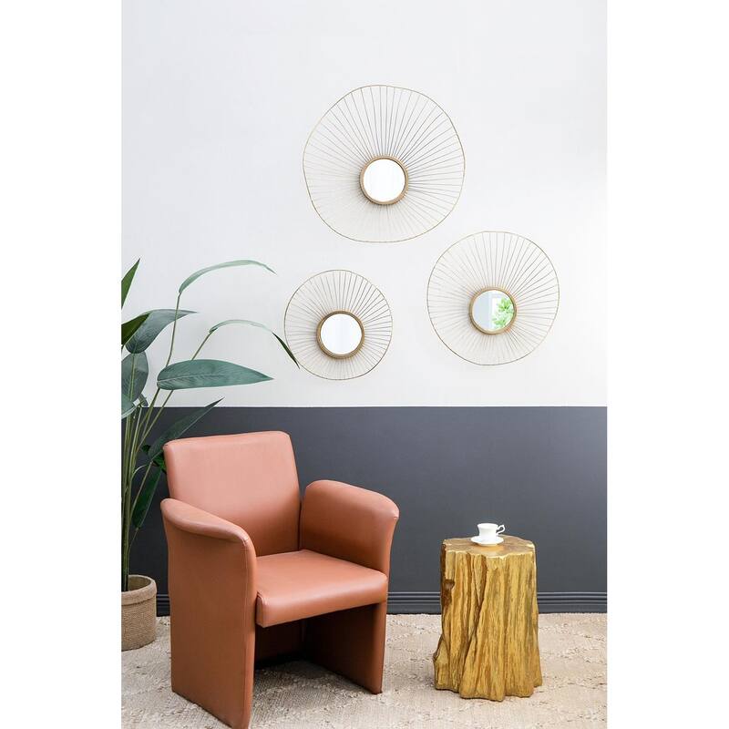 Golden Tree Trunk Stool - Distressed Metal Accent Table, End Table, Side Table - 13.5x13x20"