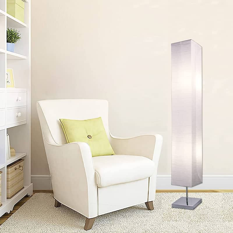 Honors Paper Floor Lamp with Chrome Base and White Paper Shade 2-PACK