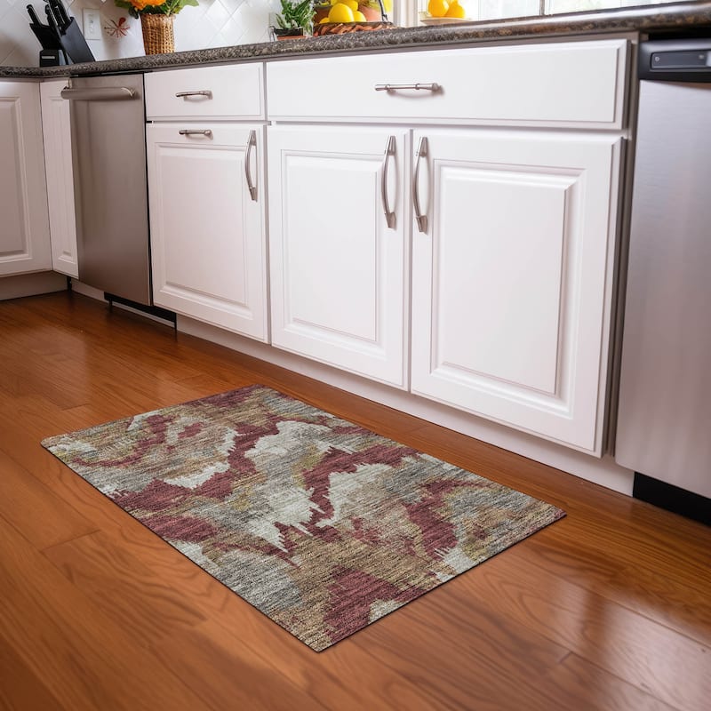 Premium Washable Super Soft Modern Ziggy Mayfield Rug - Paprika - 1'8" x 2'6"